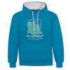 Chalkidiki oder Charlottenburg - Kontrast Hoodie - Pfauenblau/Grau meliert