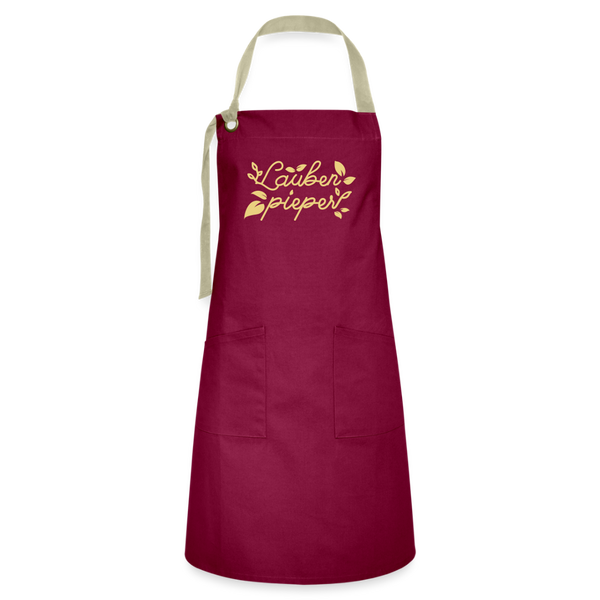 Lauben pieper - Kontrastschürze - Burgunderrot / Sandfarben