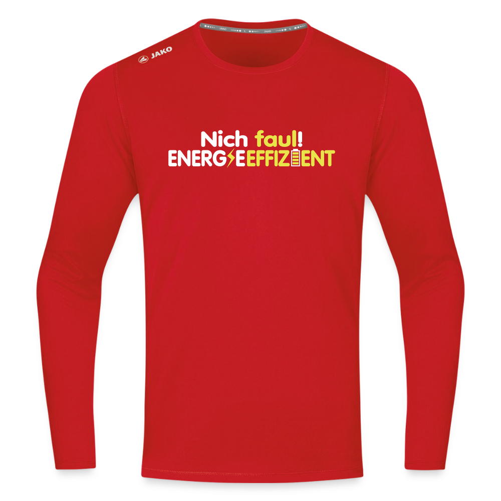 Nich faul! Energieeffizient! - Männer Sport Langamshirt - Rot