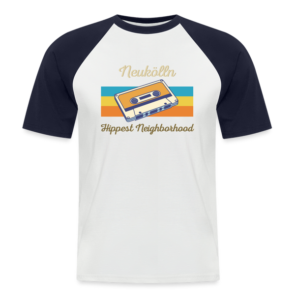 Hippes Neukölln - Männer Baseball T-Shirt - Weiß/Navy