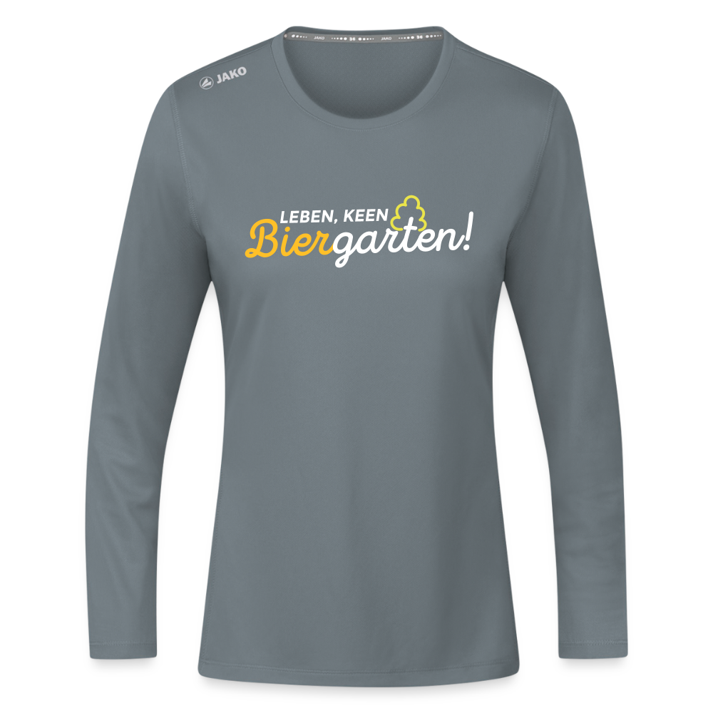 Leben, keen Biergarten! - Frauen Sport Langarmshirt - Grau