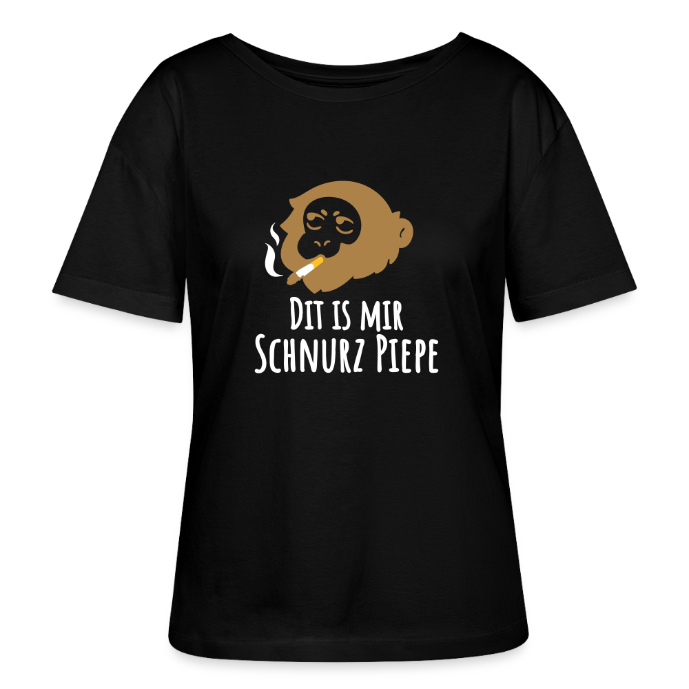 Dit is mir Schnurz Affe - Relaxed Rundhals Frauen Bio-T-Shirt - Schwarz