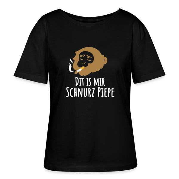 Dit is mir Schnurz Affe - Relaxed Rundhals Frauen Bio-T-Shirt - Schwarz