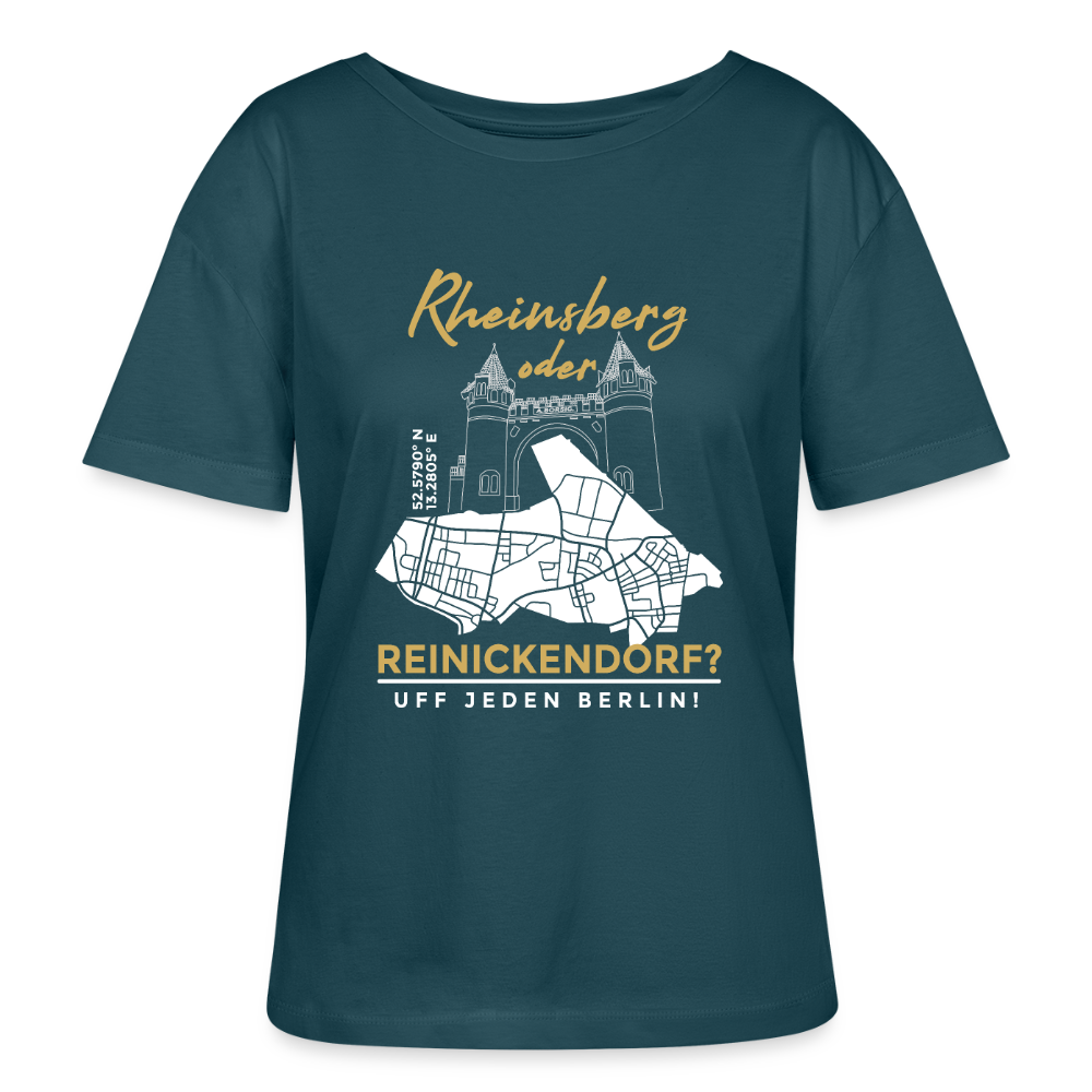 Rheinsberg oder Reinickendorf -  Relaxed Rundhals Frauen Bio-T-Shirt - Dunkles Petrol