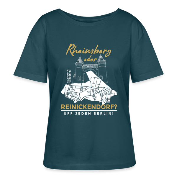 Rheinsberg oder Reinickendorf -  Relaxed Rundhals Frauen Bio-T-Shirt - Dunkles Petrol