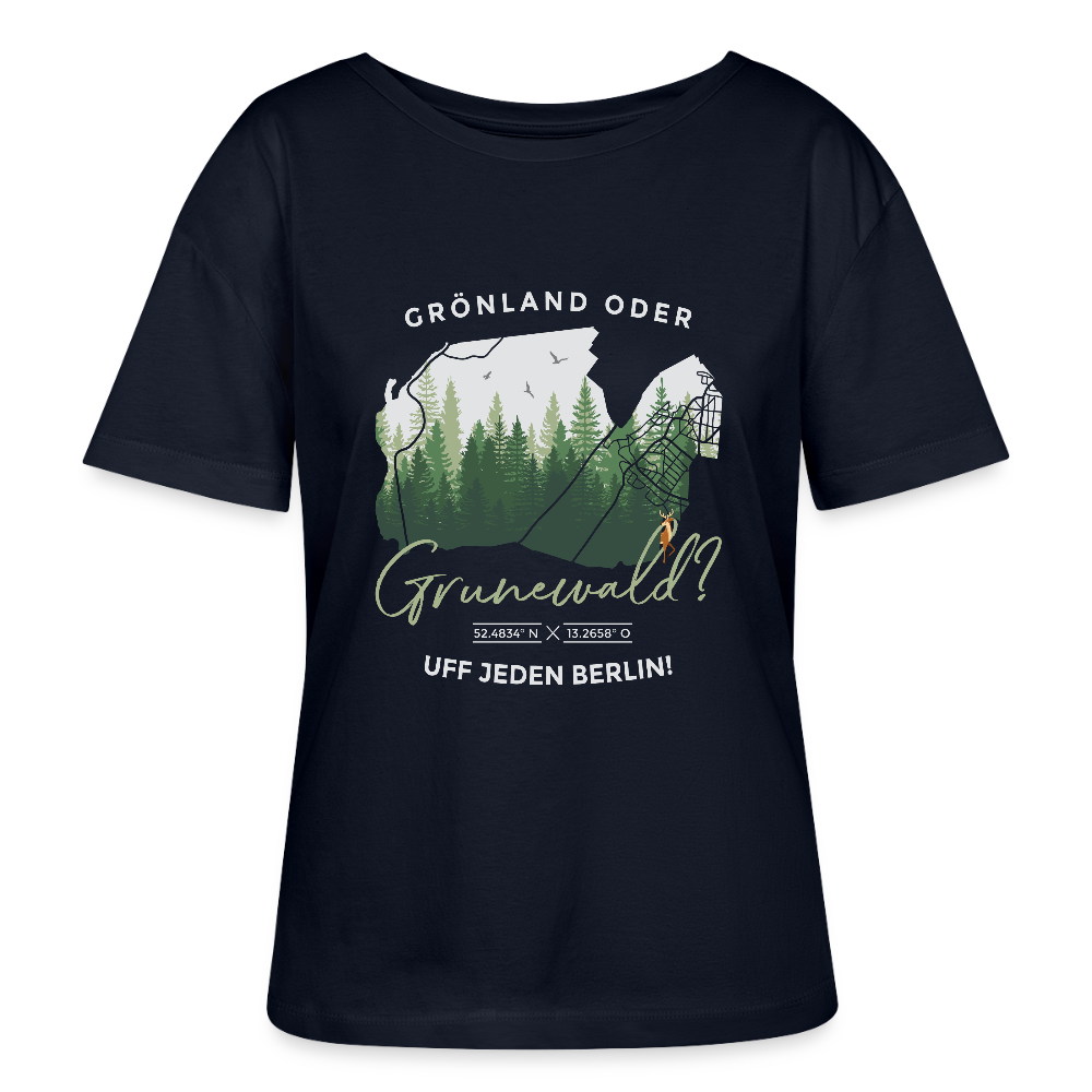 Grönland oder Grunewald - Relaxed Rundhals Frauen Bio-T-Shirt - Navy