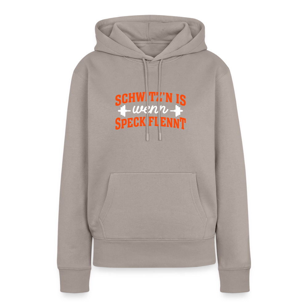 Schwitz'n is wenn Speck flennt - Frauen Premium Hoodie - Taupe