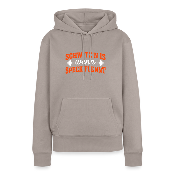 Schwitz'n is wenn Speck flennt - Frauen Premium Hoodie - Taupe