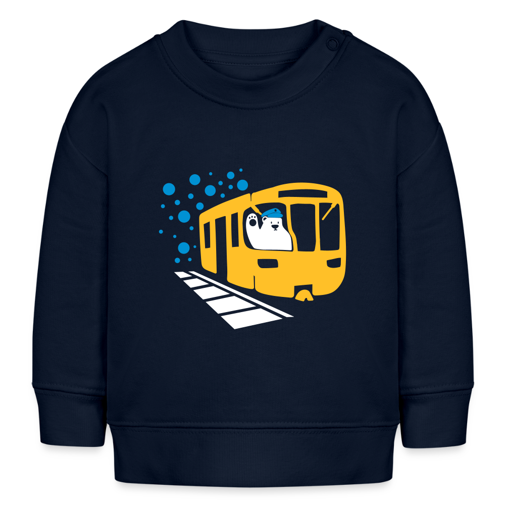 Bär in U-Bahn Kommt - Baby Bio Pullover - Navy