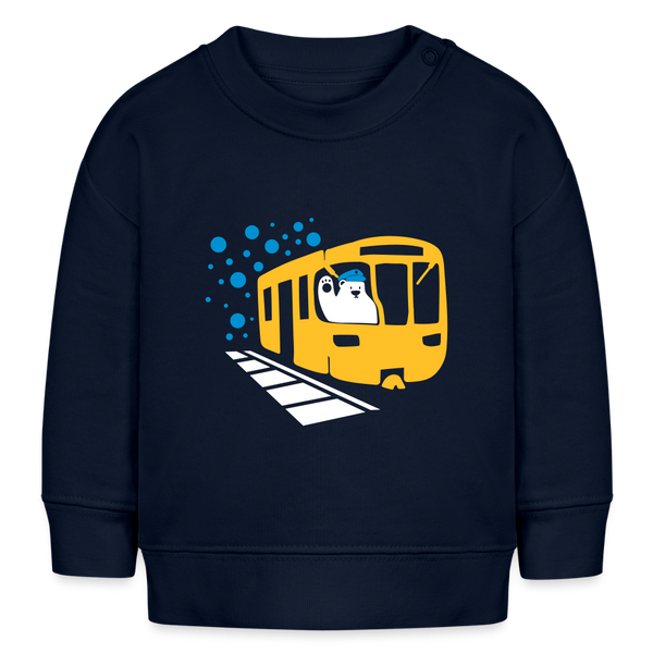 Bär in U-Bahn Kommt - Baby Bio Pullover - Navy