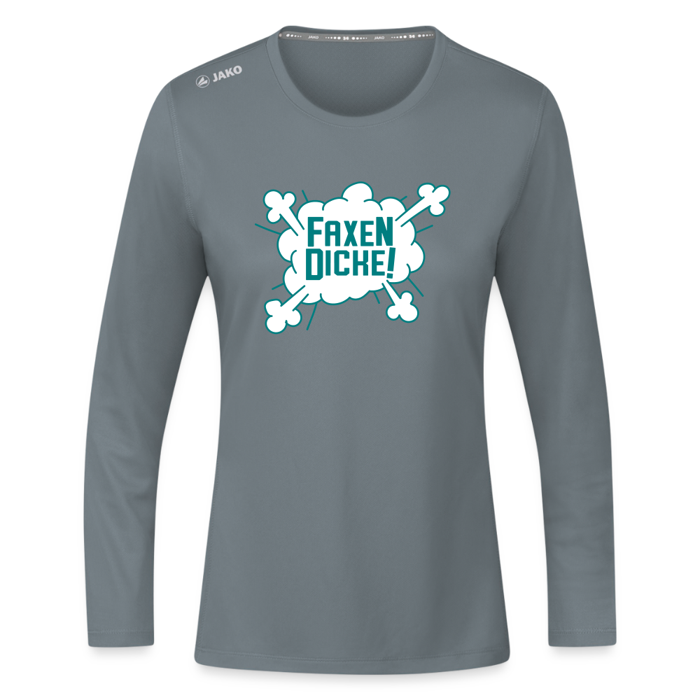 Faxen Dicke! - Frauen Sport Langarmshirt - Grau