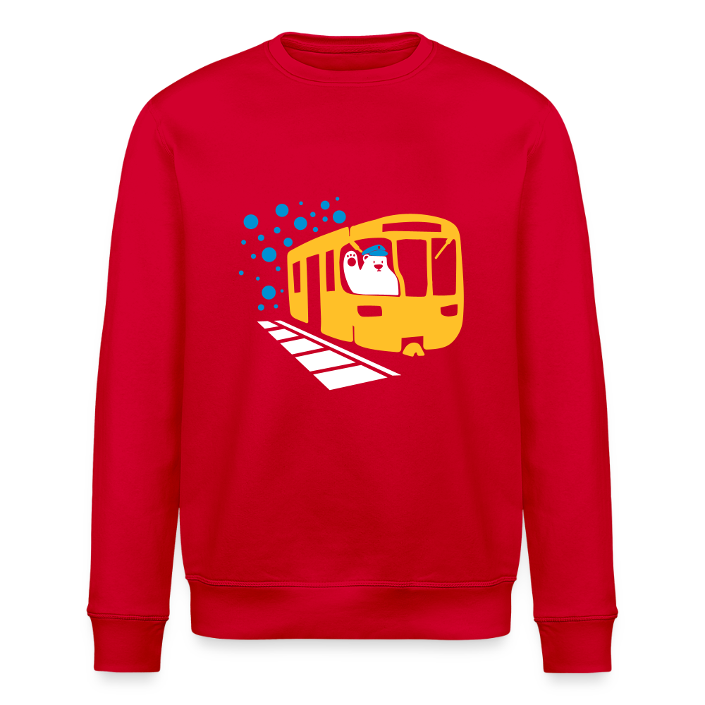 Bär in U-Bahn Kommt - Unisex Bio Sweatshirt - Rot