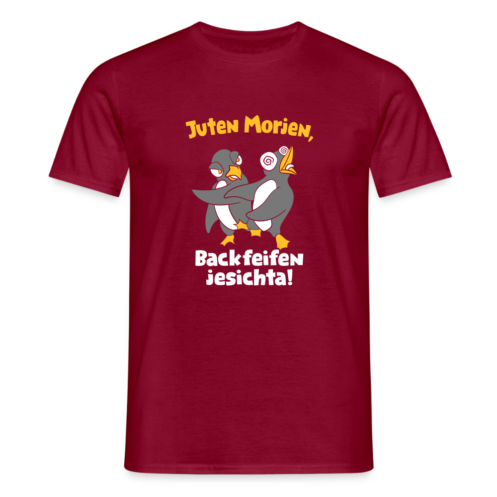 Juten Morjen, Backfeifenjesichta! - Männer Premium T-Shirt - Ziegelrot