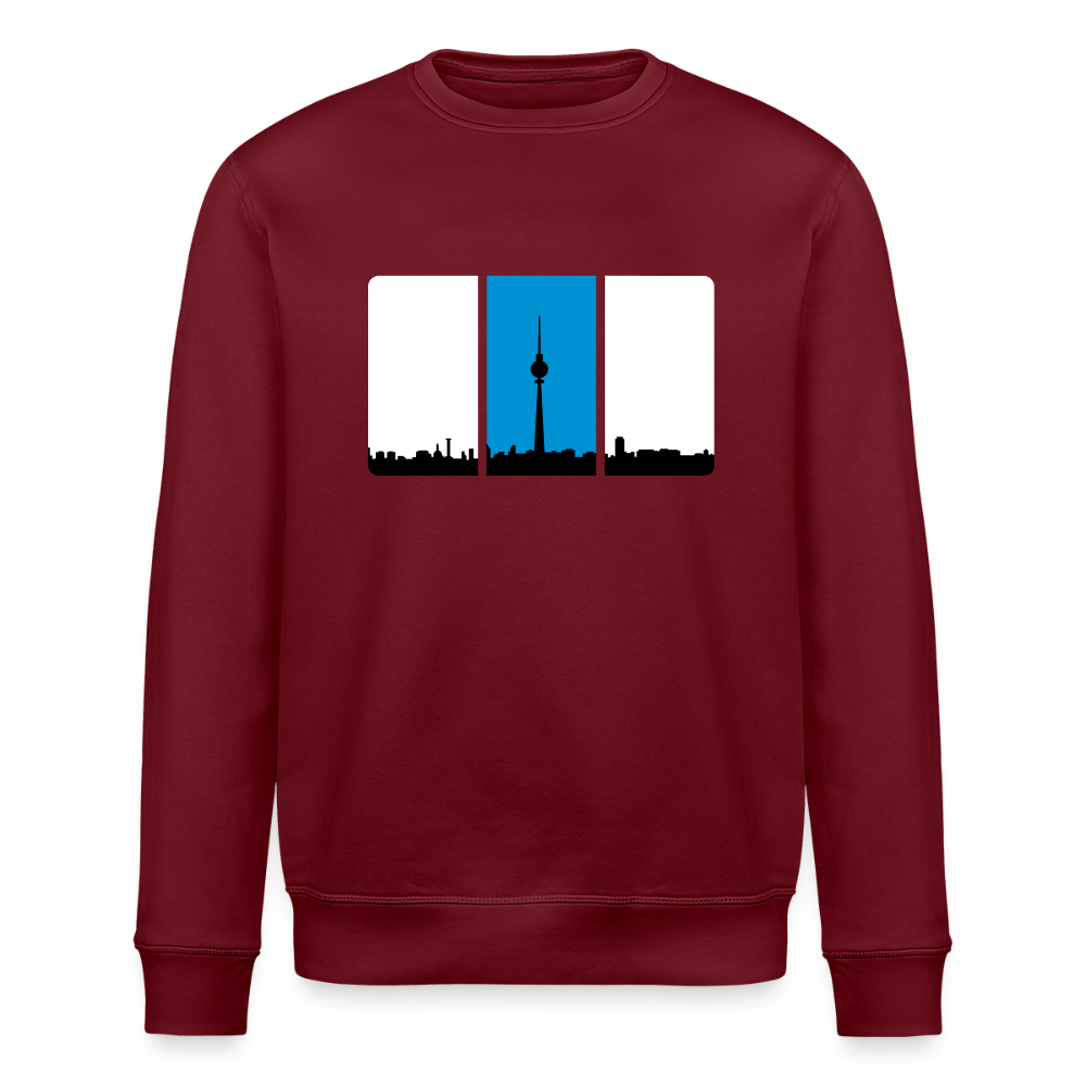 Berliner Skyline in Streifen - Unisex Bio Sweatshirt - Burgunderrot