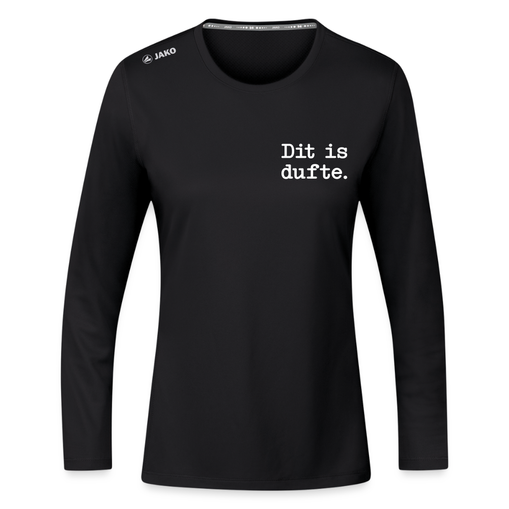 Dit is dufte - Frauen Sport Langarmshirt - Schwarz