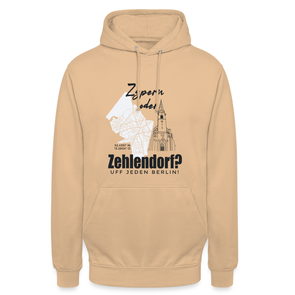 Zypern oder Zehlendorf - Unisex Hoodie - Pfirsich