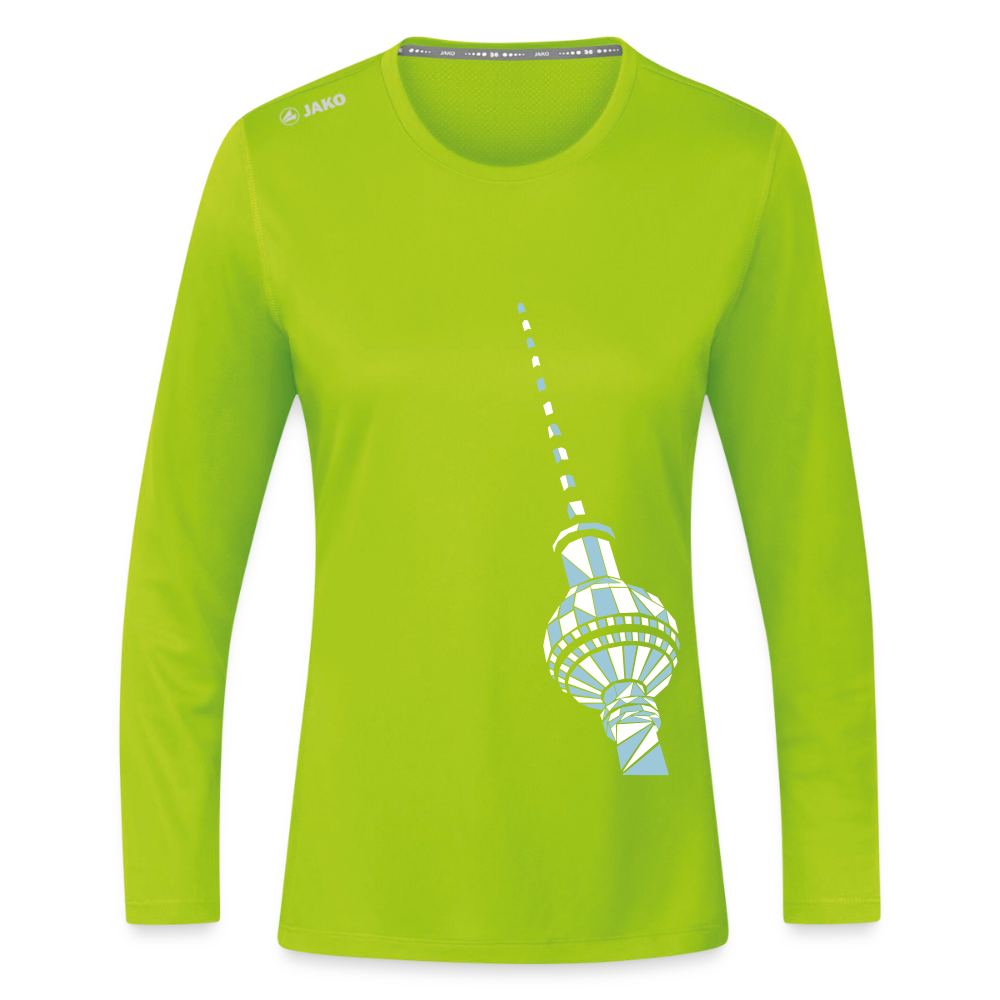 Fernsehturm Geometrie - Frauen Sport Langarmshirt - Neongrün