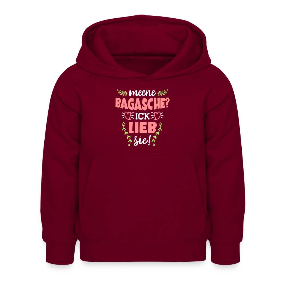 Meene Bagasche Ick Lieb Sie - Kinder Hoodie - Bordeaux