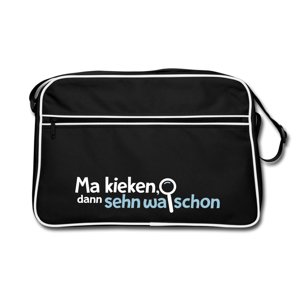Ma kieken, dann sehn wa schon - Retro Tasche - Schwarz/Weiß