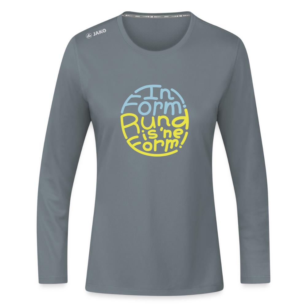 In Form! Rund is 'ne Form! - Frauen Sport Langarmshirt - Grau
