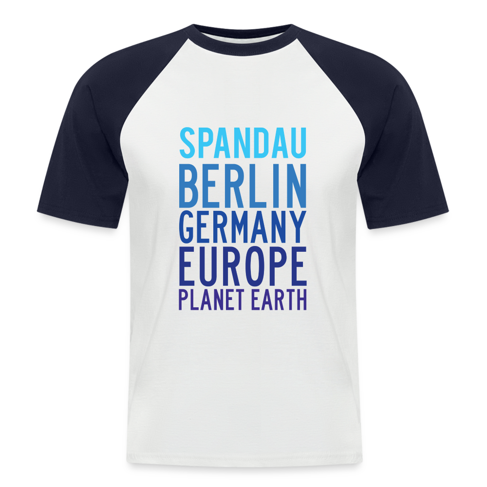 Spandau Planet Earth - Männer Baseball T-Shirt - Weiß/Navy