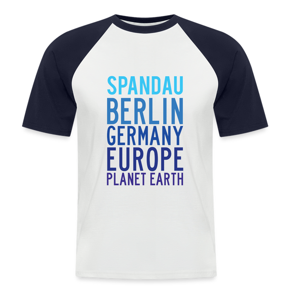 Spandau Planet Earth - Männer Baseball T-Shirt - Weiß/Navy