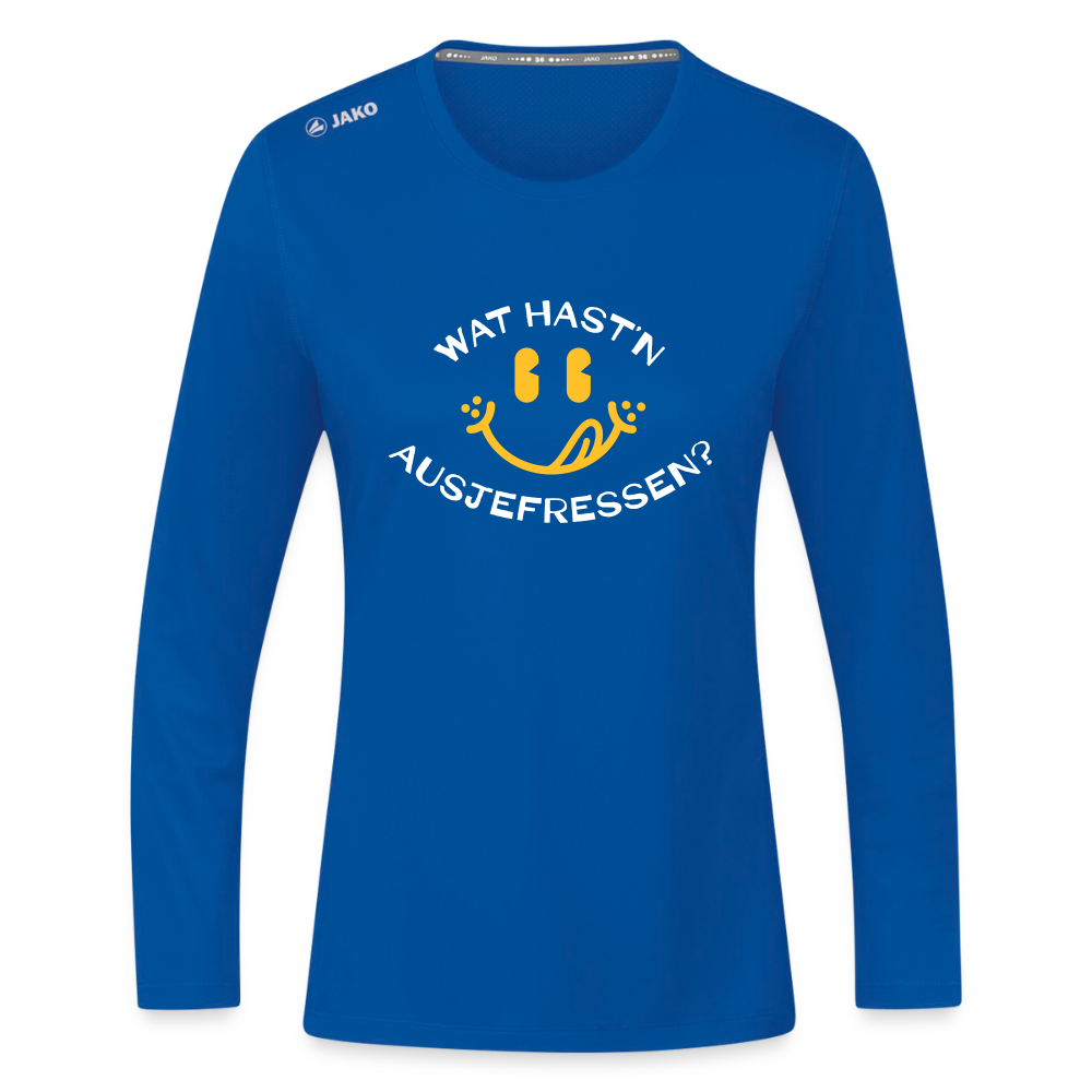 Wat Hast’n Ausjefressen - Frauen Sport Langarmshirt - Royalblau