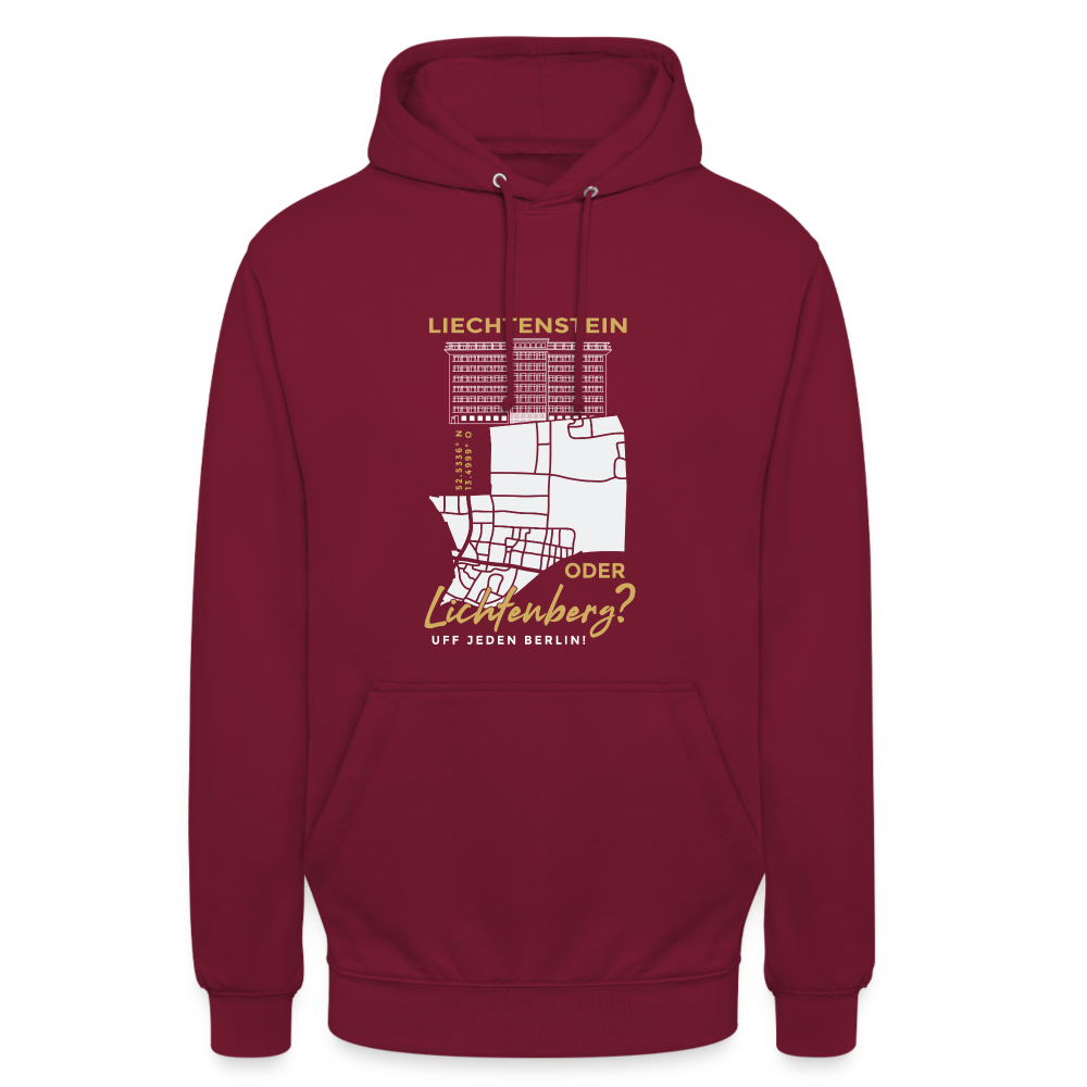 Liechtenstein oder Lichtenberg - Unisex Hoodie - Bordeaux