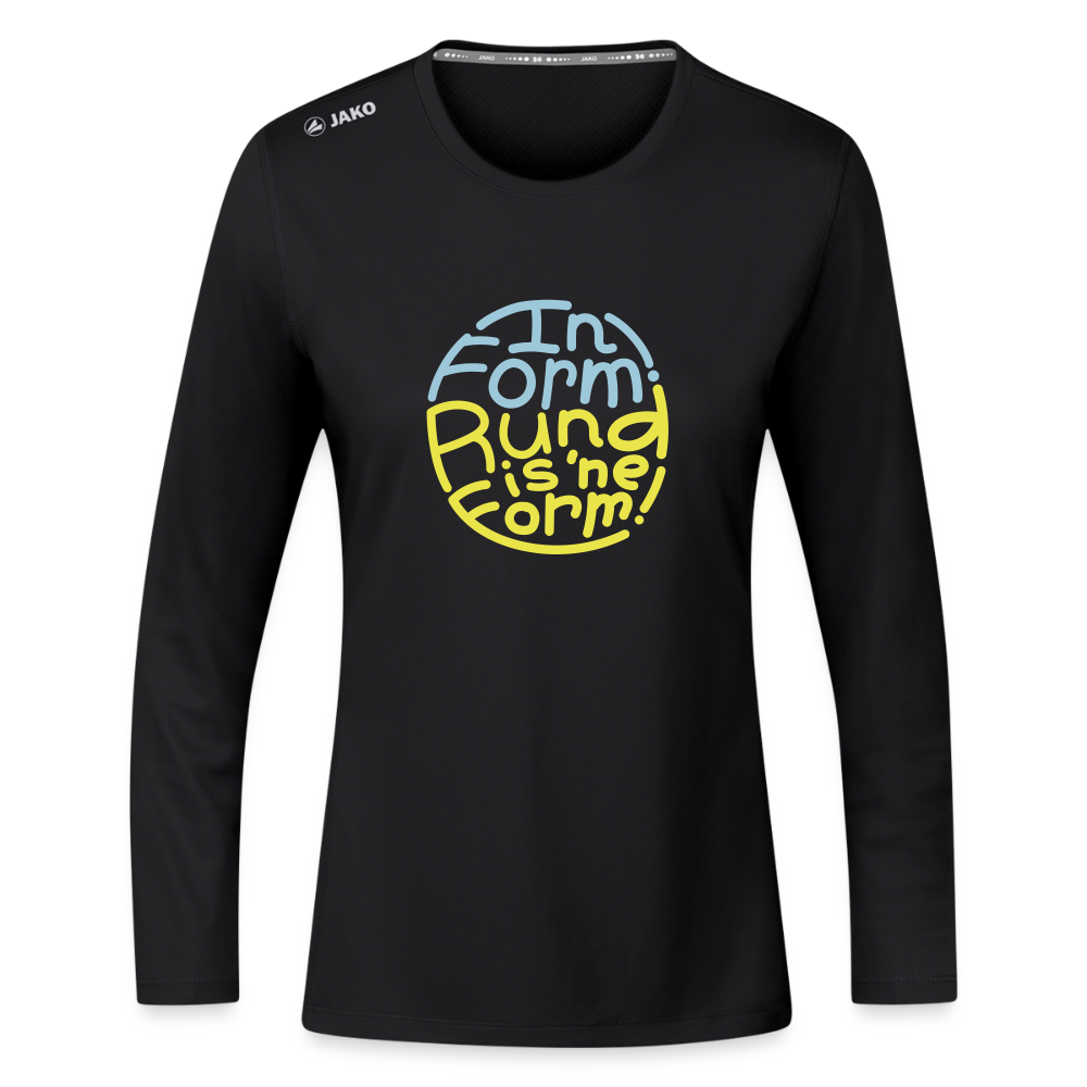 In Form! Rund is 'ne Form! - Frauen Sport Langarmshirt - Schwarz