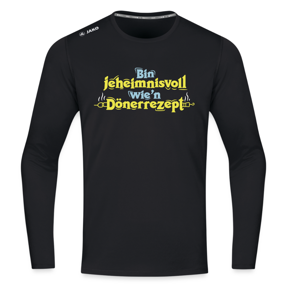 Bin jeheimnisvoll wie'n Dönerrezept. - Männer Sport Langamshirt - Schwarz