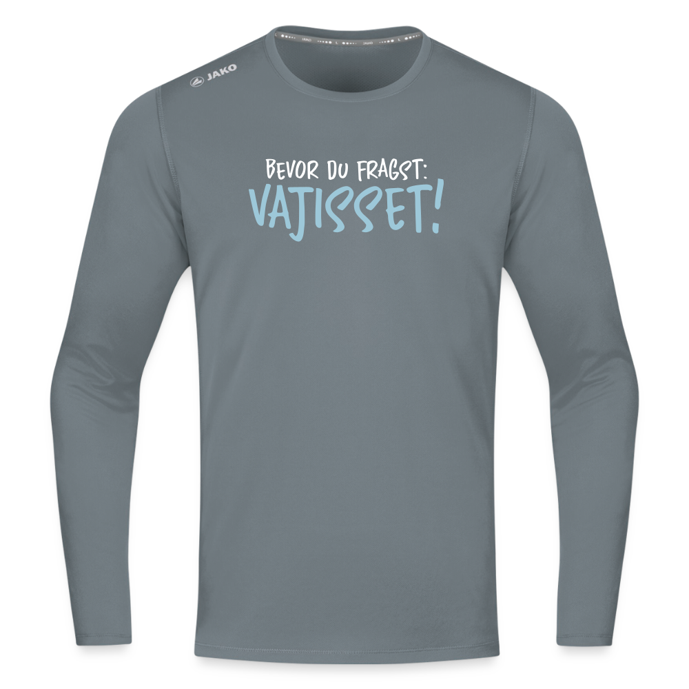 Bevor du fragst - Männer Sport Langamshirt - Grau