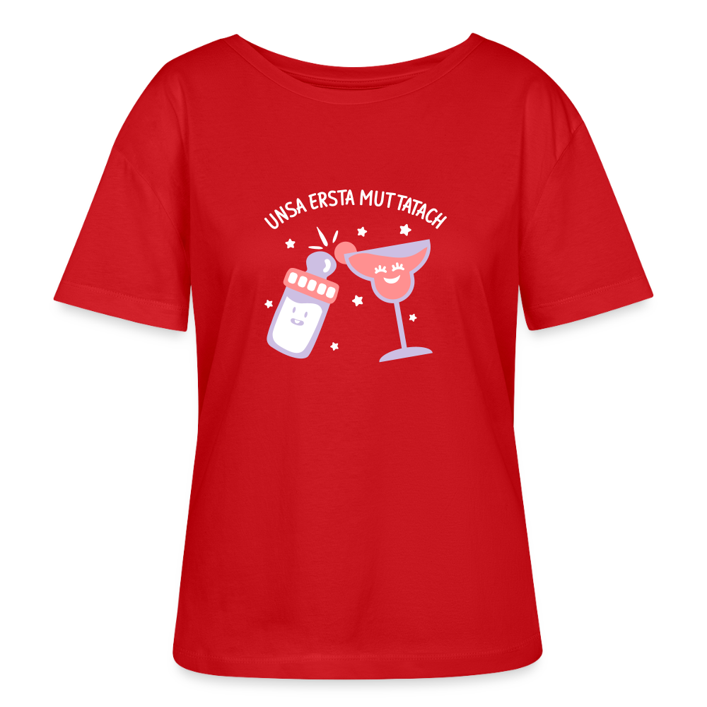 unsa ersta Muttatach - Relaxed Rundhals Frauen Bio-T-Shirt - Rot