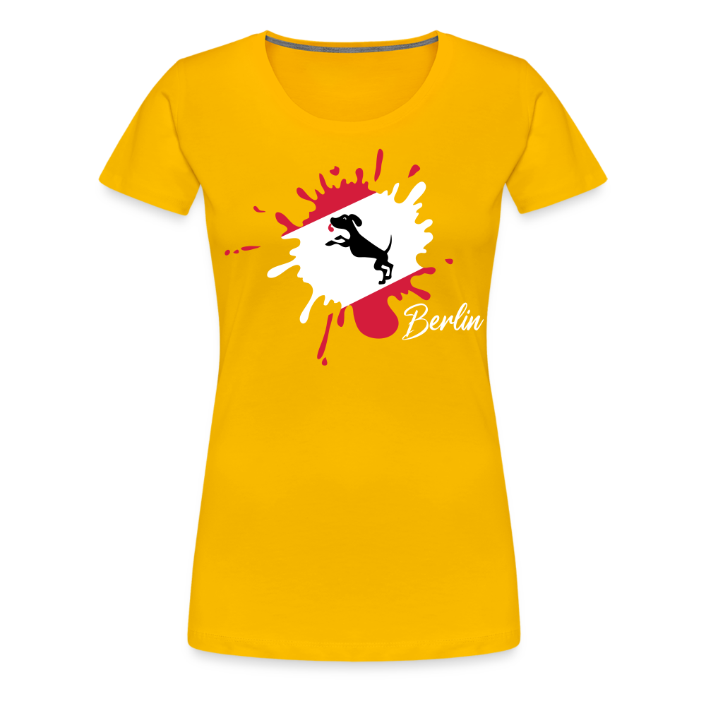 Berlin Klecks Hund - Frauen Premium T-Shirt - Sonnengelb