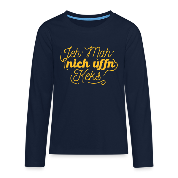 Jeh mah nich uffn Keks gelb - Teenager Langarmshirt - Navy