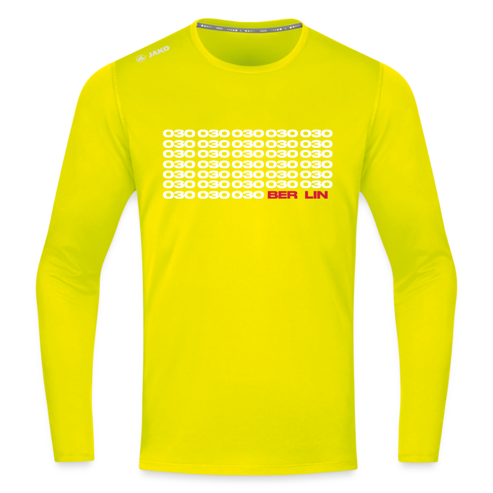030 Berlin - Männer Sport Langamshirt - Neongelb