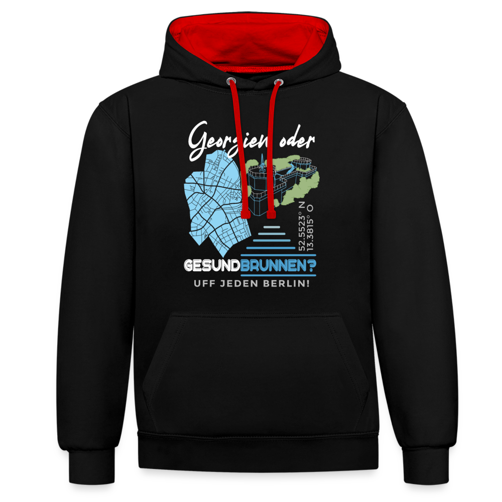 Georgien oder Gesundbrunnen - Kontrast Hoodie - Schwarz/Rot