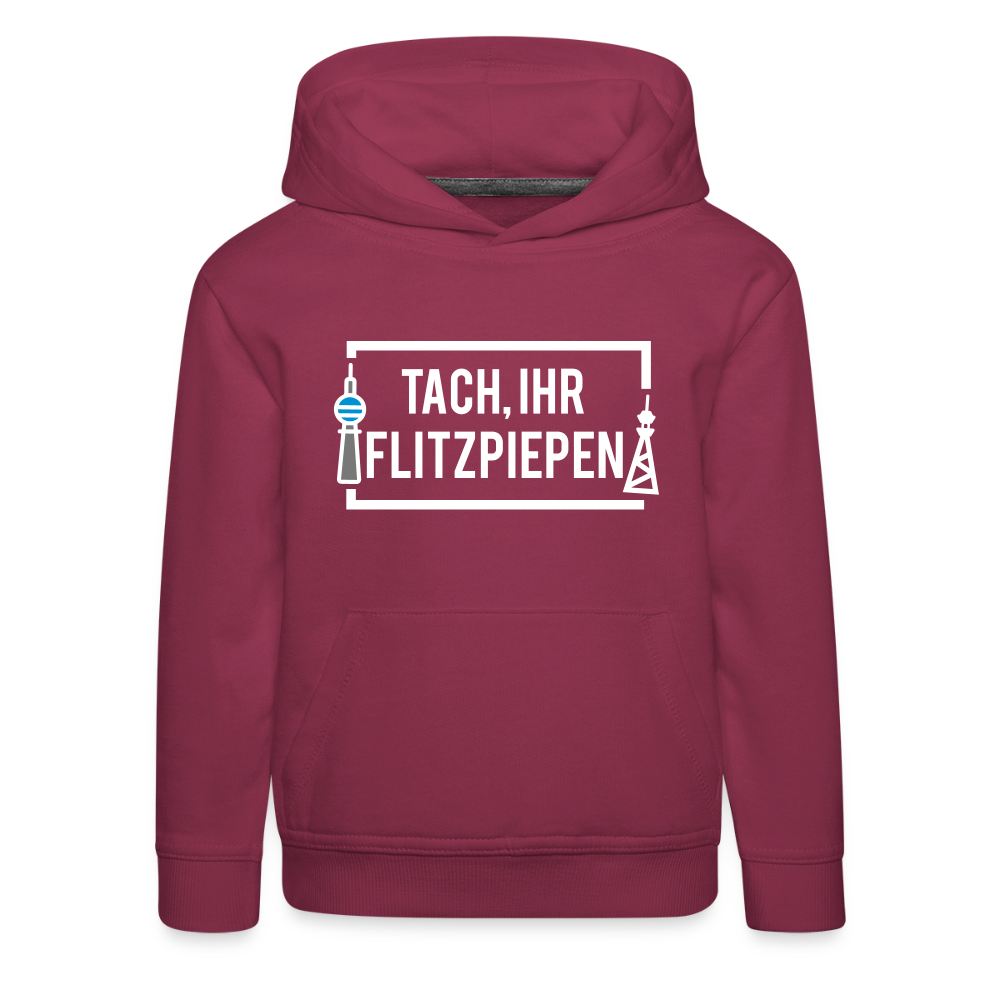 Tach ihr Flitzpiepen - weiß - Kinder Premium Hoodie - Bordeaux