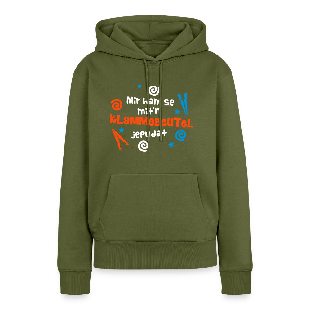 Mit'n Klammabeutel jepudat - Frauen Premium Hoodie - Khaki