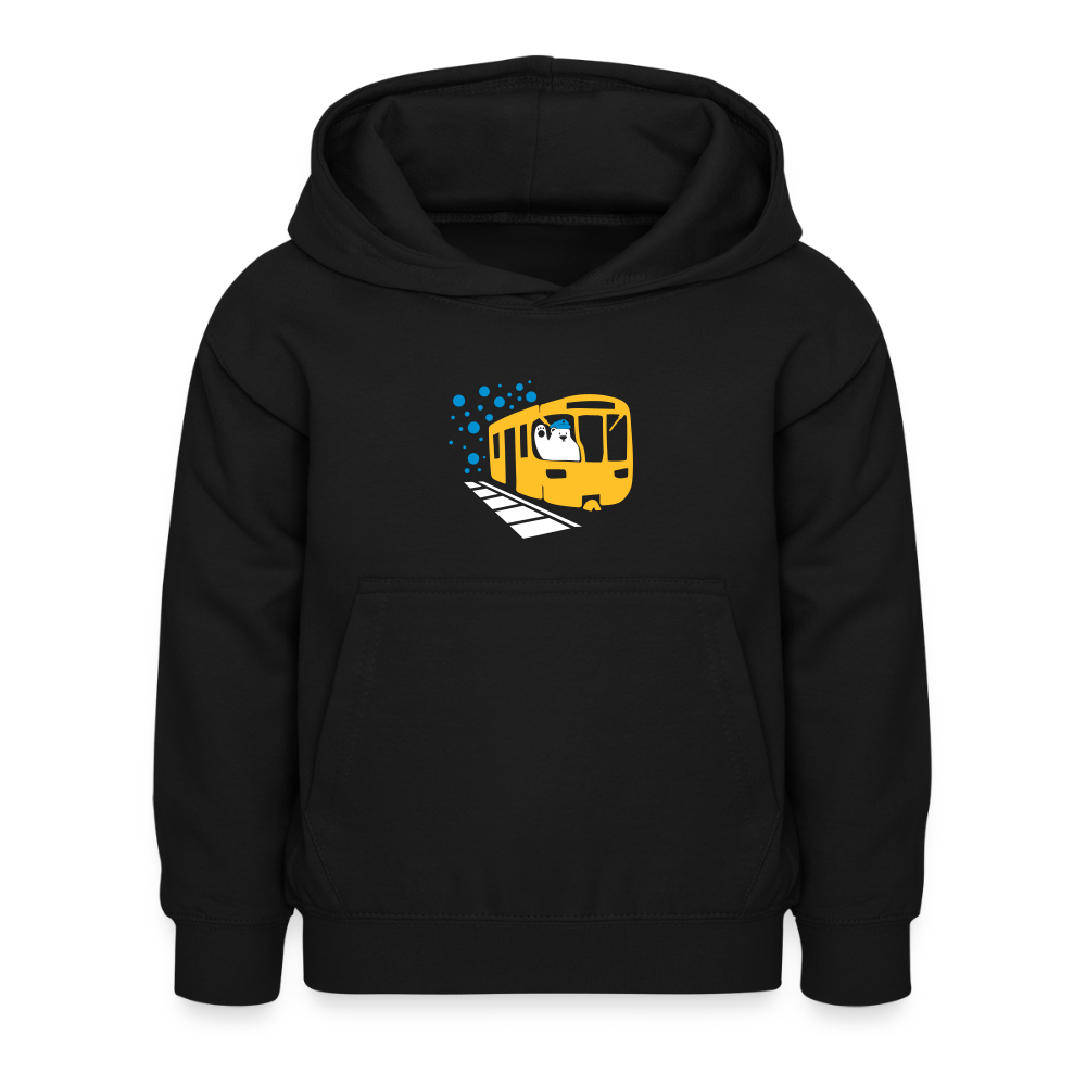 Bär in U-Bahn Kommt - Kinder Hoodie - Schwarz