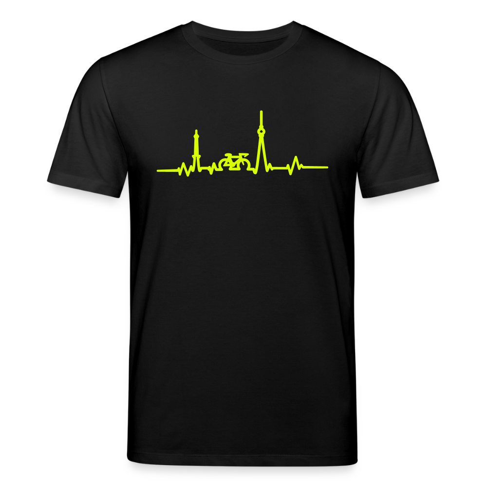 Herzschlag für Fahrradfahrer - Unisex Bio T-Shirt - Schwarz