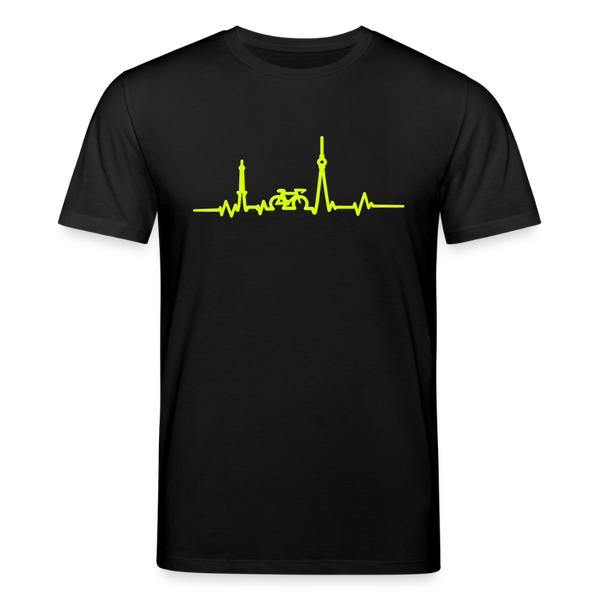 Herzschlag für Fahrradfahrer - Unisex Bio T-Shirt - Schwarz