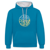 In Form! Rund is 'ne Form! - Kontrast Hoodie - Pfauenblau/Grau meliert