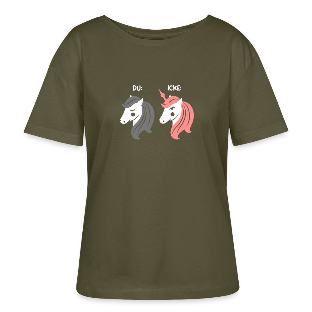 Berliner Einhorn - Relaxed Rundhals Frauen Bio-T-Shirt - Khaki