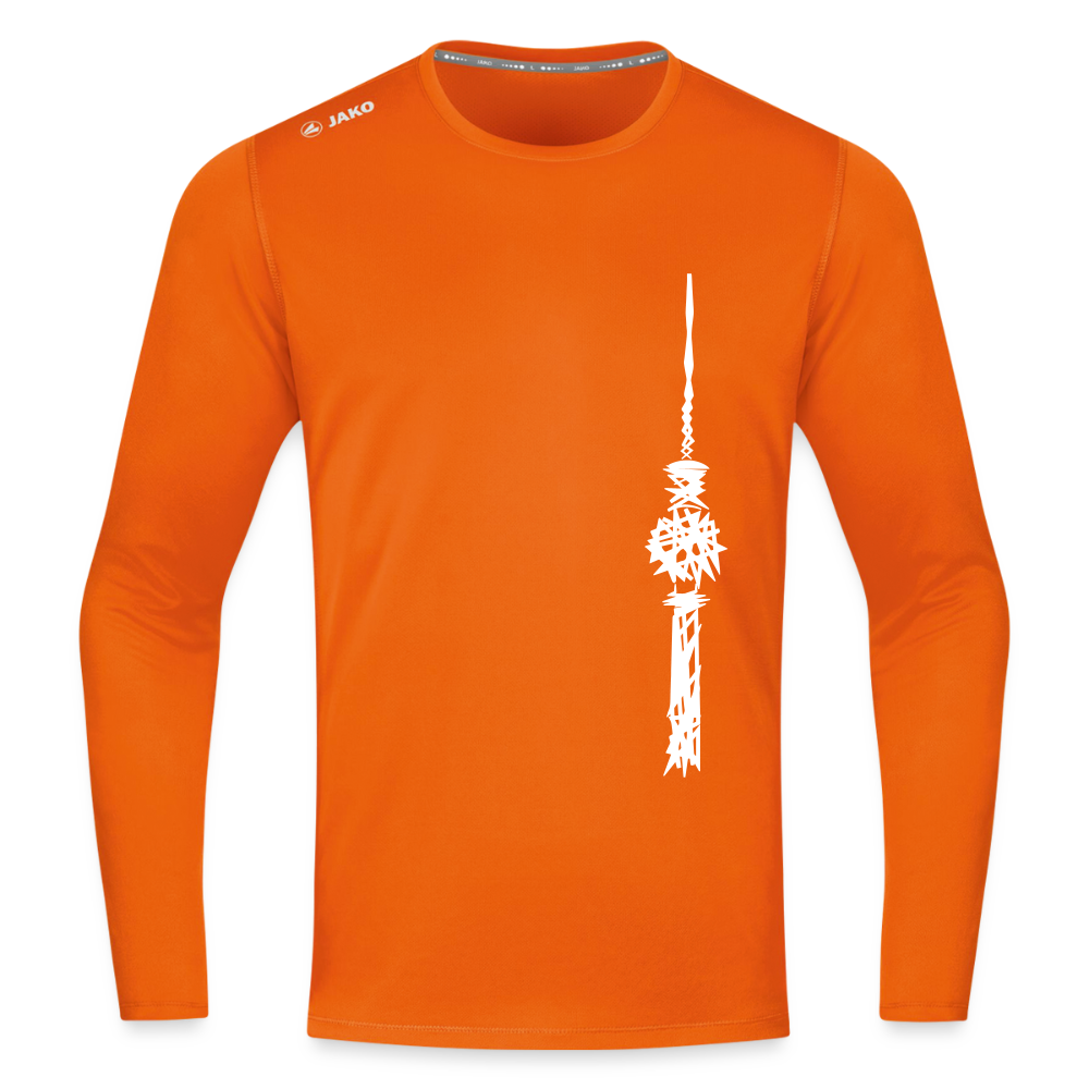 Fernsehturm Zick zack - Männer Sport Langamshirt - Neonorange