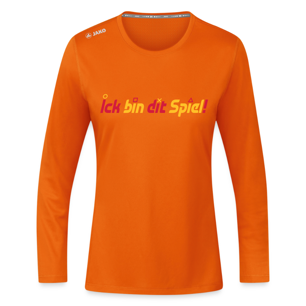 Ick bin dit Spiel! - Frauen Sport Langarmshirt - Neonorange