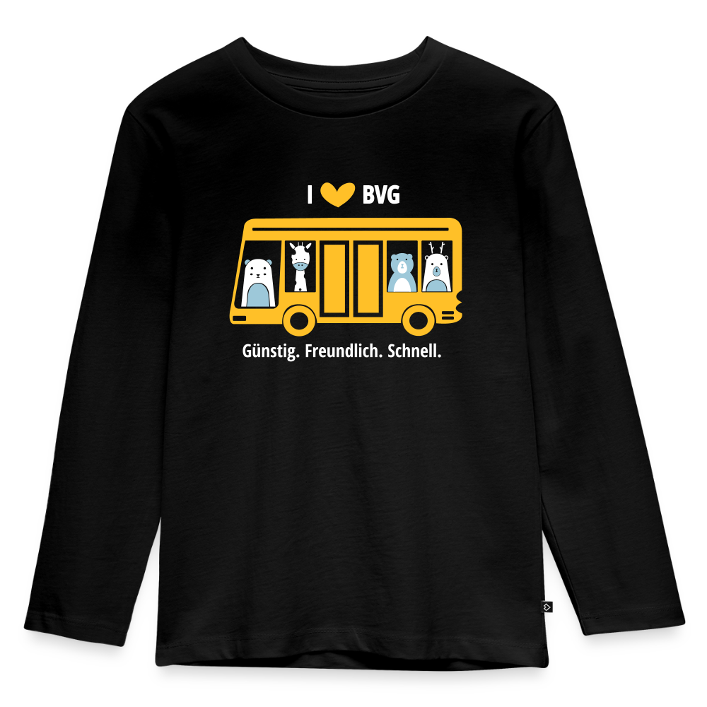 I love BVG - Kinder Langarmshirt - Schwarz