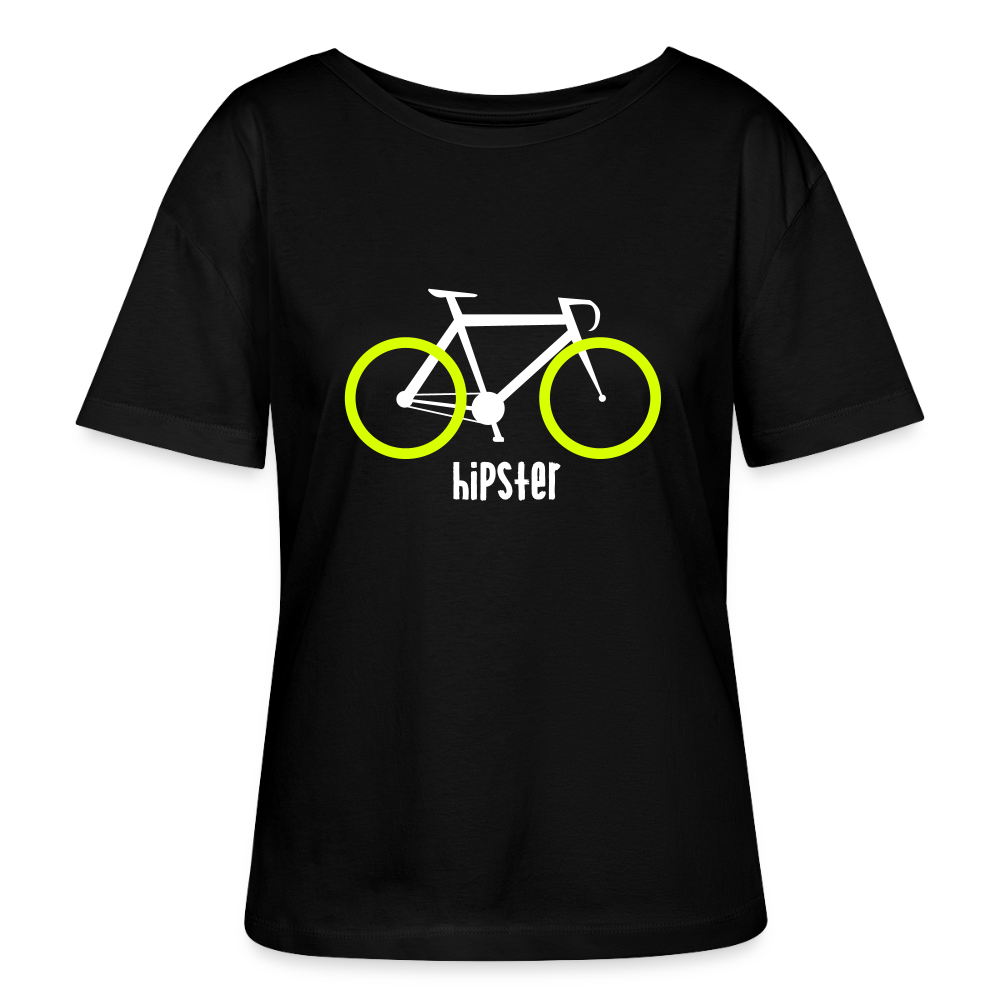 Hipster - Relaxed Rundhals Frauen Bio-T-Shirt - Schwarz