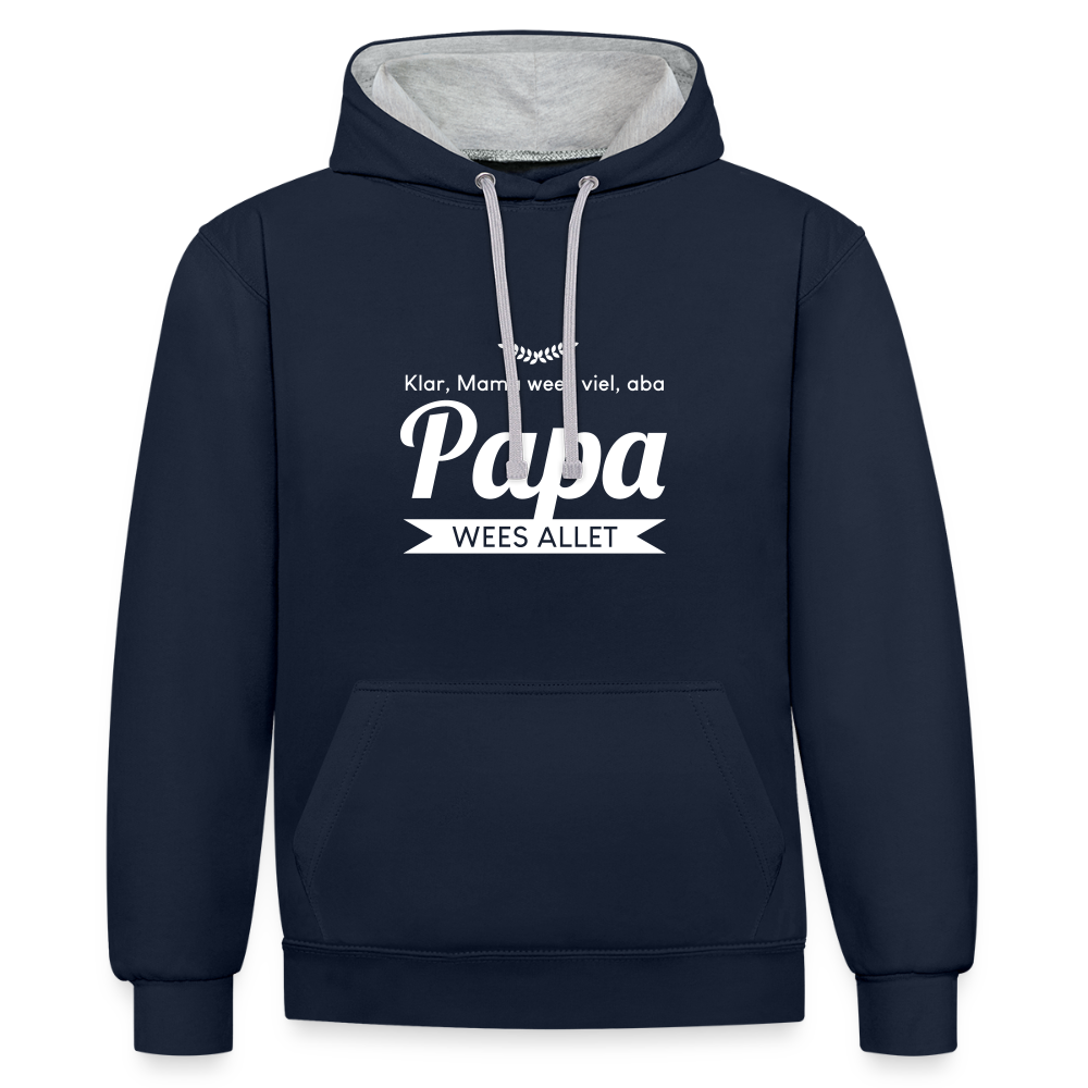 Opa wees allet - Kontrast Hoodie - Navy/Grau meliert