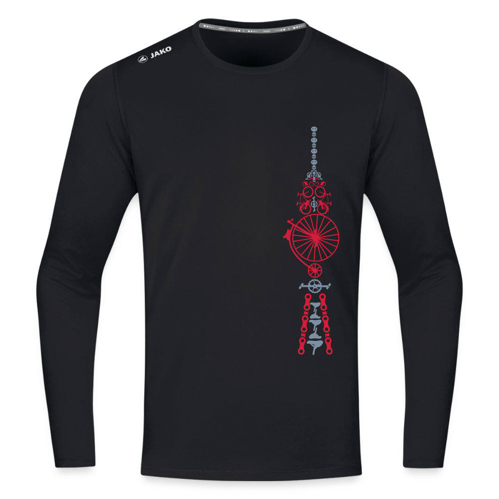 Fernsehturm der Fahrräder - Männer Sport Langamshirt - Schwarz