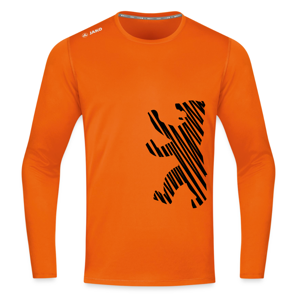 Berliner Bär im Netz - weiß - Männer Sport Langamshirt - Neonorange
